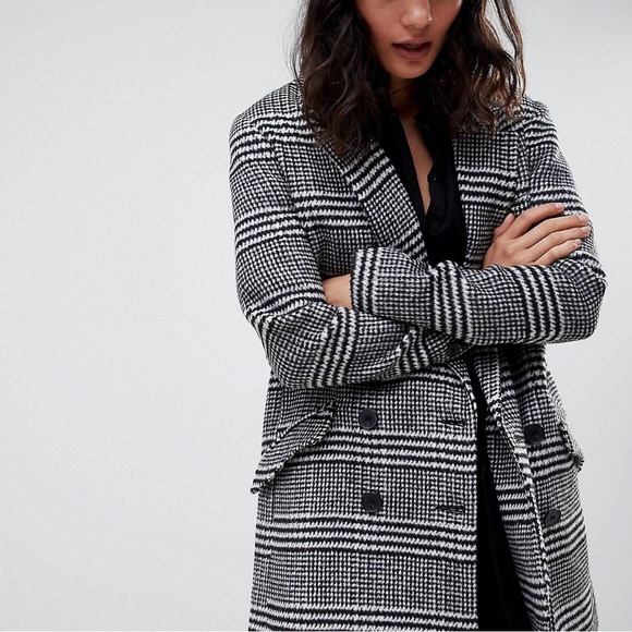 ASOS DESIGN Black & White coat in US size 6 - Picture 2 of 6